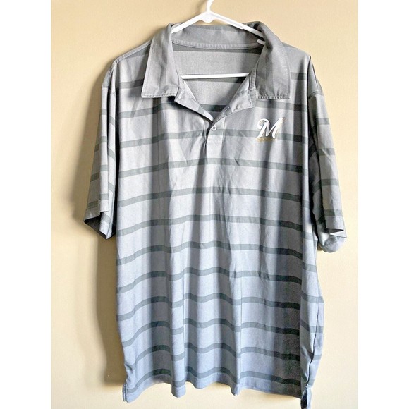 Unbranded Other - Mens Milwaukee Brewers polo "M" Logo Lightweight Shirt Gray Size 2XL